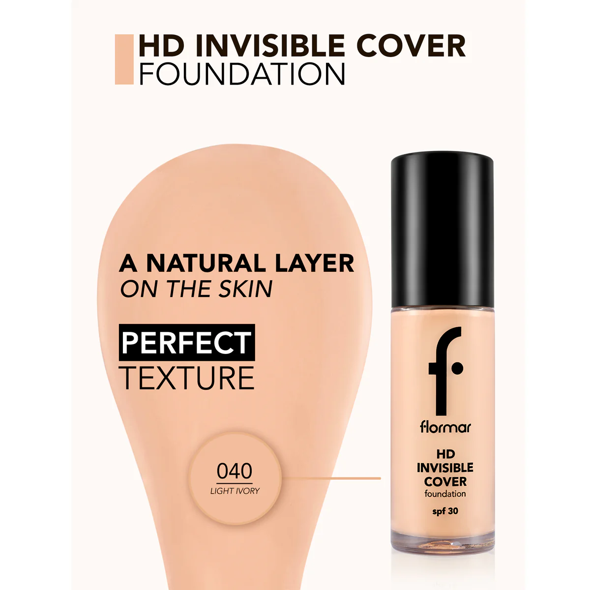 Invisible Cover Hd Foundation40 فلورمار كريم أساس اتش دي بتغطية خفية - Image 3