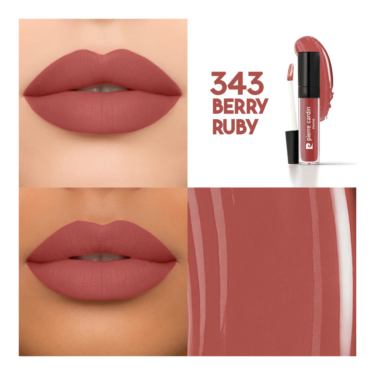PIERRE CARDIN - Stay Long Lip Color Kiss Proof Lipstick 343 أحمر شفاه من بيير كاردان