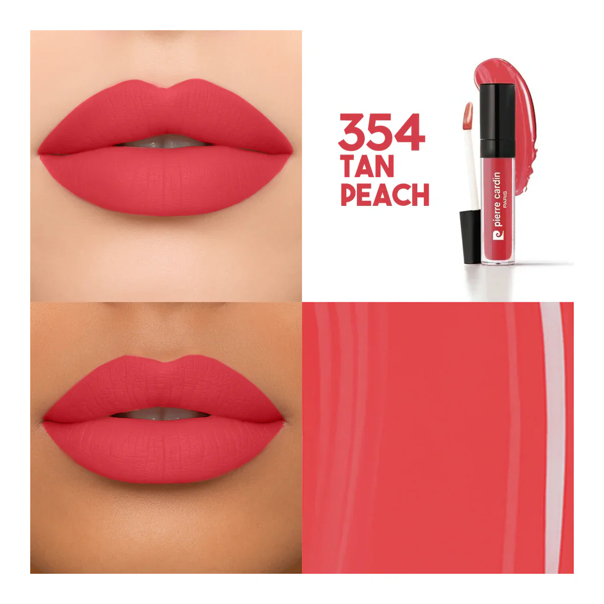 PIERRE CARDIN - Stay Long Lip Color Kiss Proof Lipstick 354 أحمر شفاه من بيير كاردان